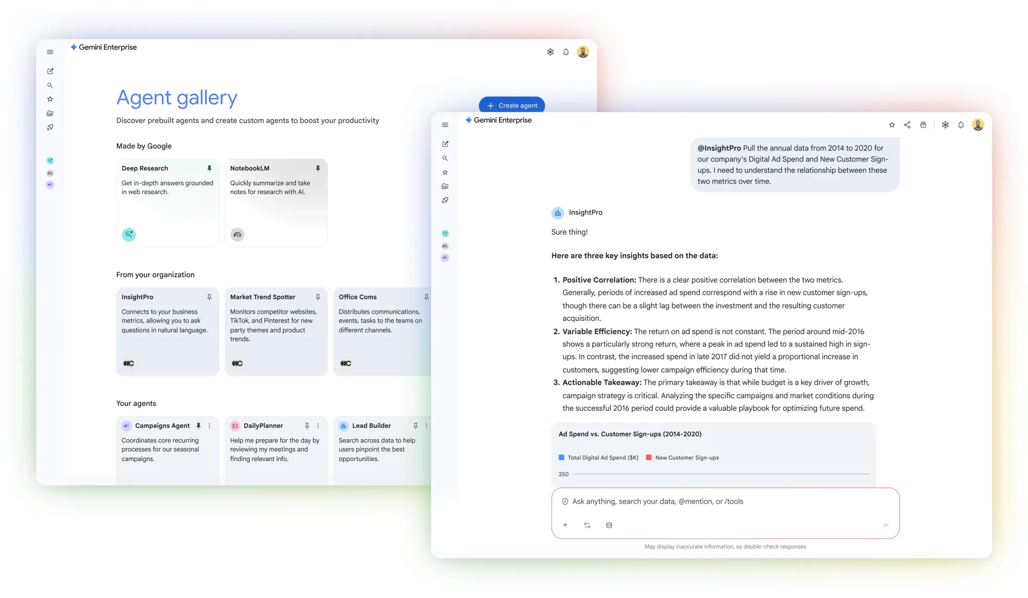 Gemini Enterprise connectant les données Google Microsoft Salesforce pour créer des agents IA