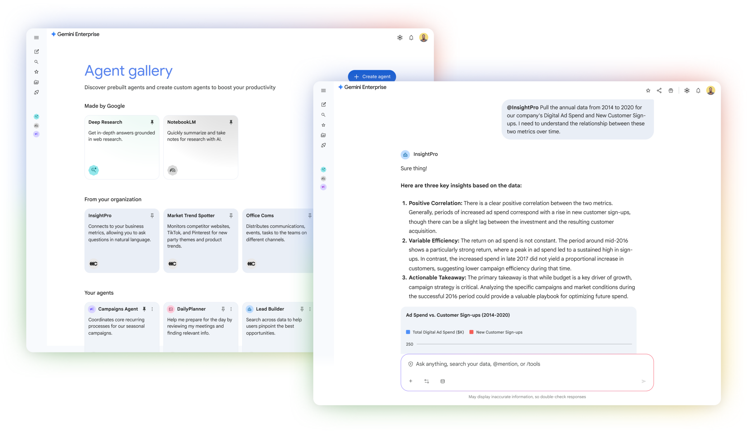 Gemini Enterprise connectant les données Google Microsoft Salesforce pour créer une intelligence collective
